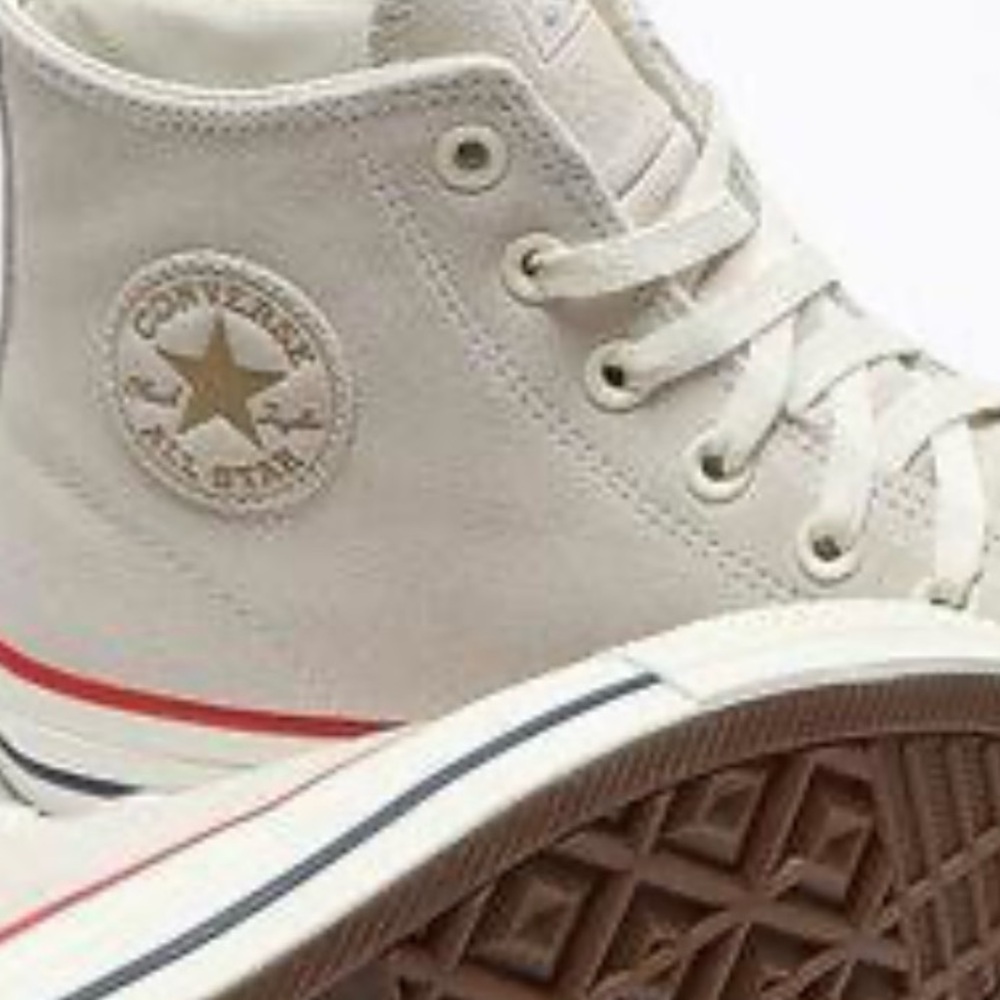 Converse All Star Hi Tops shoes sneakers ivory white faux suede upper women’s 9 - Picture 4 of 6